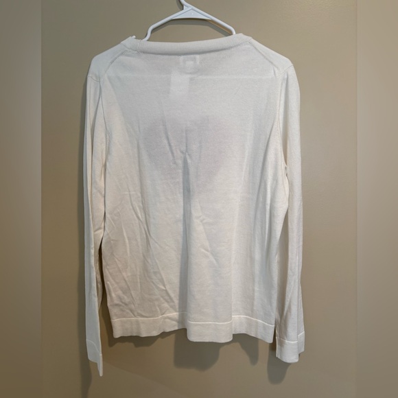 J Crew Women's White Top light weight sweater with Brown Heart size XL - Picture 5 of 7
